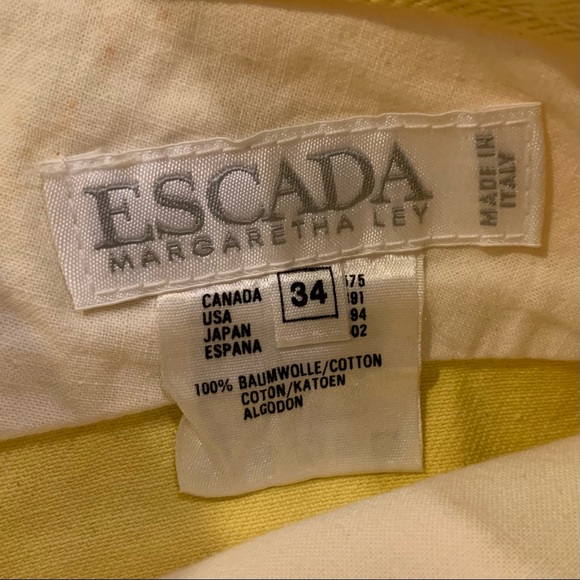 VINTAGE ESCADA YELLOW JEANS SIZE 34 - Picture 10 of 11